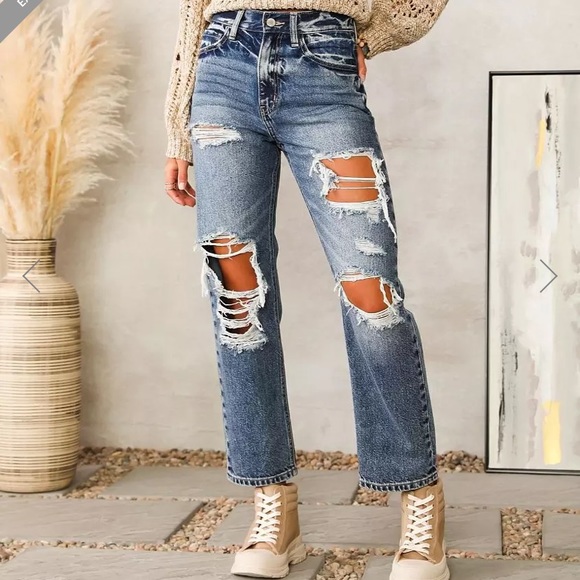 Kancan Signature High Waisted Straight Leg, Size 26, Distressed - Picture 2 of 8